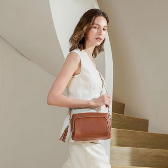 Befen Genuine Leather Crossbody Purses for Women Small Crossbody Purse Brown - Picture 1 of 8